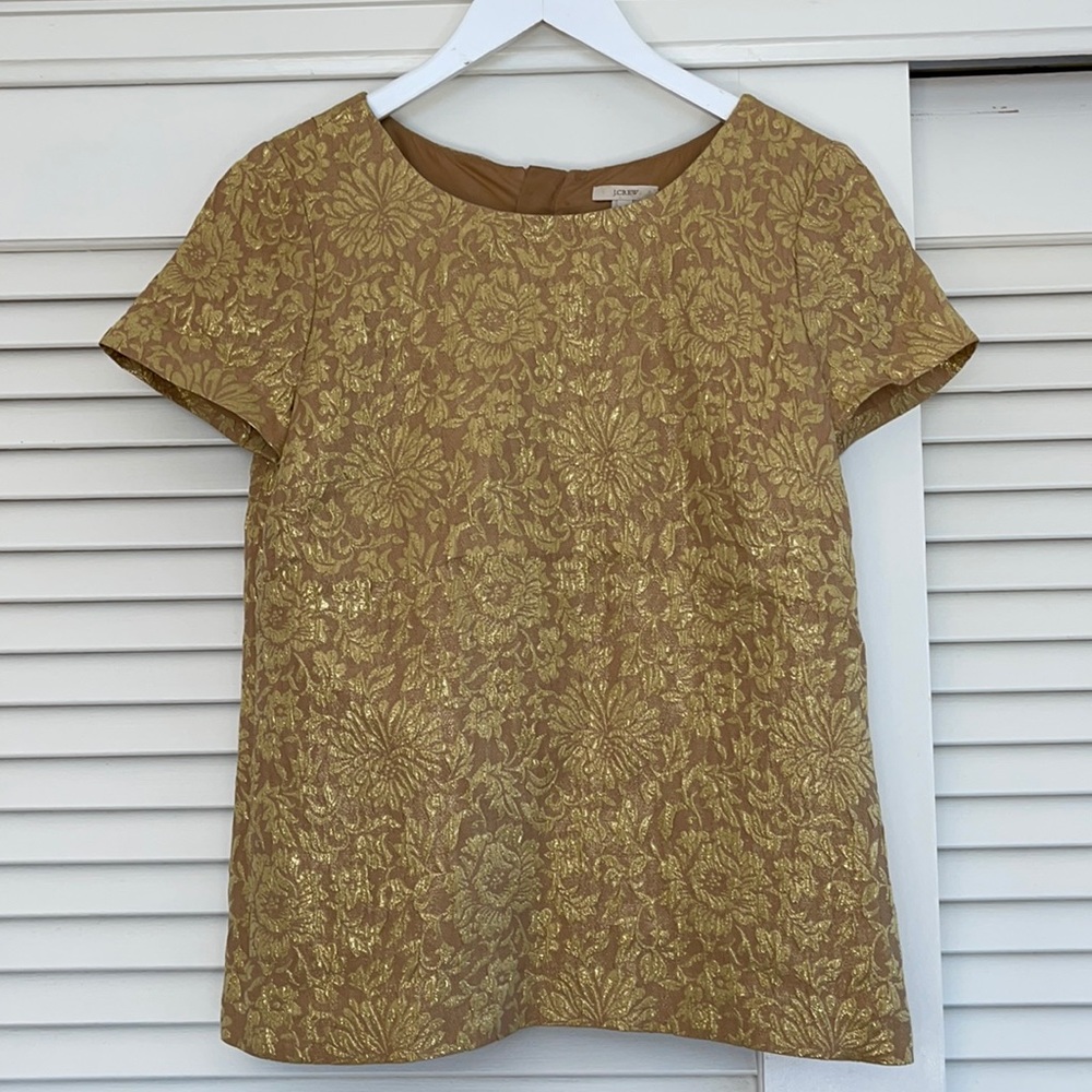 J.Crew Top with Gold Jacquard style Fabric